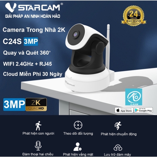 Camera IP Wifi STARCAM C24S 3MP (Tặng Thẻ 64GB)